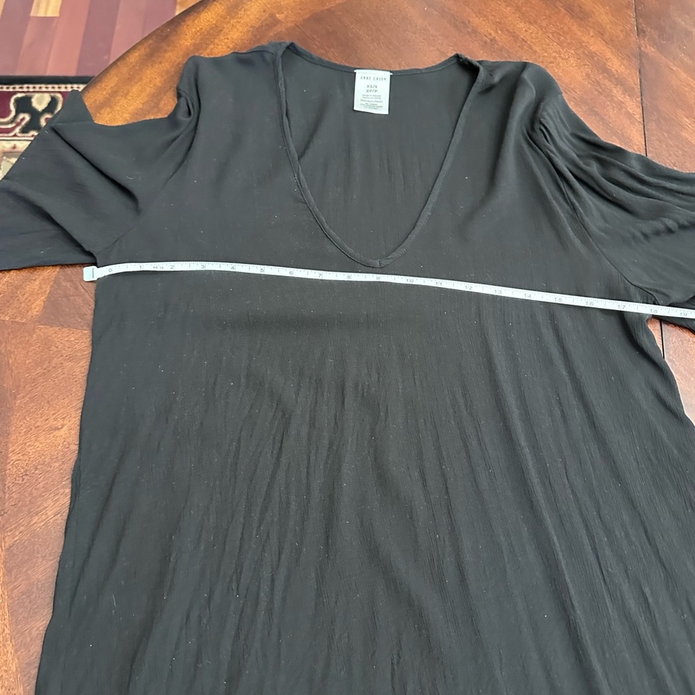 Anne Cole Black V-Neck Flowy Beach Swim Coverup Lightweight Tunic Top 3/4 Sleeve - Picture 5 of 8